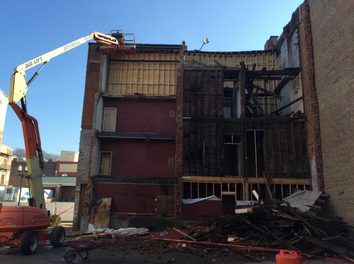 15th and Vine Street building demolition in Cincinnati, Ohio
